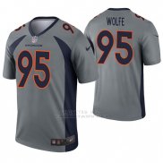 Camiseta NFL Legend Hombre Denver Broncos 95 Derek Wolfe Inverted Gris