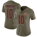 Camiseta NFL Limited Mujer Chicago Bears 10 Mitchell Trubisky Verde Stitched 2017 Salute To Service