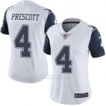 Camiseta NFL Limited Mujer Dallas Cowboys 4 Dak Prescott Elite Blanco