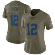 Camiseta NFL Limited Mujer Indianapolis Colts 12 Luck 2017 Salute To Service Verde
