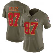 Camiseta NFL Limited Mujer Kansas City Chiefs 87 Kelce 2017 Salute To Service Verde