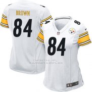 Camiseta Pittsburgh Steelers Brown Blanco Nike Game NFL Mujer