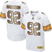 Camiseta Pittsburgh Steelers Harrison Blanco Nike Gold Elite NFL Hombre