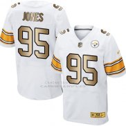 Camiseta Pittsburgh Steelers Jones Blanco Nike Gold Elite NFL Hombre