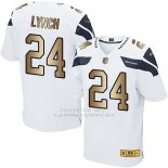 Camiseta Seattle Seahawks Lynch Blanco Nike Gold Elite NFL Hombre