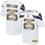 Camiseta Seattle Seahawks Sherman Blanco Nike Gold Elite NFL Hombre