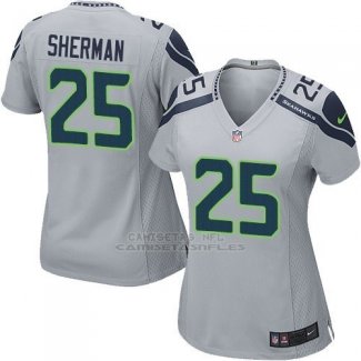 Camiseta Seattle Seahawks Sherman Gris Nike Game NFL Mujer