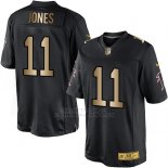 Camiseta Atlanta Falcons Jones Negro Nike Gold Elite NFL Hombre