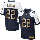 Camiseta Dallas Cowboys E.Smith Blanco y Profundo Azul Nike Gold Elite NFL Hombre