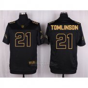Camiseta Los Angeles Chargers Tomlinson Negro Nike Elite Pro Line Gold NFL Hombre