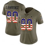 Camiseta NFL Limited Mujer Dallas Cowboys 90 Demarcus Lawrence Verde USA Flag Stitched 2017 Salute To Service