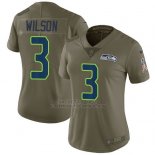 Camiseta NFL Limited Mujer Seattle Seahawks 3 Russell Wilson Verde Stitched 2017 Salute To Service