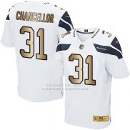 Camiseta Seattle Seahawks Chancellor Blanco Nike Gold Elite NFL Hombre