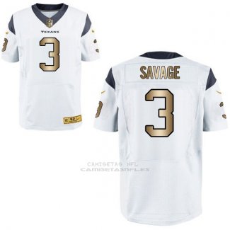 Camiseta Houston Texans Savage Blanco Nike Gold Elite NFL Hombre