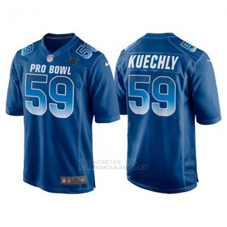 Camiseta NFL Hombre Carolina Panthers 59 Luke Kuechly Azul NFC 2018 Pro Bowl