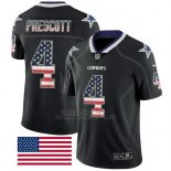 Camiseta NFL Limited Hombre Dallas Cowboys 4 Dak Prescott Negro Rush USA Flag