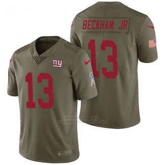 Camiseta NFL Limited Hombre New York Giants 13 Odell Beckham Jr 2017 Salute To Service Verde