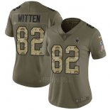 Camiseta NFL Limited Mujer Dallas Cowboys 82 Jason Witten Verde Stitched 2017 Salute To Service