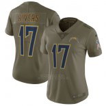 Camiseta NFL Limited Mujer Los Angeles Chargers 17 Rivers 2017 Salute To Service Verde