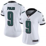 Camiseta NFL Limited Mujer Philadelphia Eagles 9 Nick Foles Blanco Stitched Vapor Untouchable