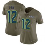 Camiseta NFL Limited Mujer Seattle Seahawks 12 Fan Verde Stitched 2017 Salute To Service
