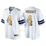 Camiseta Dallas Cowboys Prescott Blanco Nike Gold Game NFL Hombre