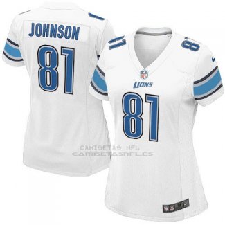 Camiseta Detroit Lions Johnson Blanco Nike Game NFL Mujer