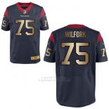 Camiseta Houston Texans Wilfork Profundo Azul Nike Gold Elite NFL Hombre