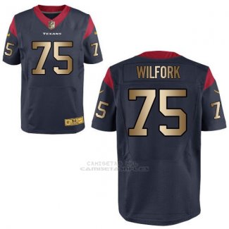 Camiseta Houston Texans Wilfork Profundo Azul Nike Gold Elite NFL Hombre