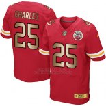 Camiseta Kansas City Chiefs Charles Rojo Nike Gold Elite NFL Hombre