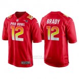 Camiseta NFL Hombre New England Patriots 12 Tom Brady Rojo AFC 2018 Pro Bowl
