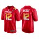 Camiseta NFL Hombre New England Patriots 12 Tom Brady Rojo AFC 2018 Pro Bowl