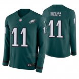 Camiseta NFL Hombre Philadelphia Eagles Carson Wentz Verde Therma Manga Larga