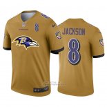 Camiseta NFL Limited Baltimore Ravens Jackson Big Logo Number Amarillo