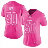 Camiseta NFL Limited Mujer Dallas Cowboys 50 Sean Lee Rosa Stitched Rush Fashion