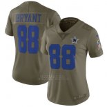 Camiseta NFL Limited Mujer Dallas Cowboys 88 Bryant 2017 Salute To Service Verde