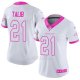 Camiseta NFL Limited Mujer Denver Broncos 21 Aqib Talib Blanco Rosa Stitched Rush Fashion