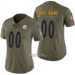 Camiseta NFL Limited Mujer Pittsburgh Steelers Personalizada 2017 Salute To Service Verde