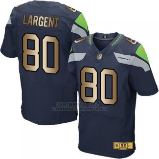 Camiseta Seattle Seahawks Largent Profundo Azul Nike Gold Elite NFL Hombre