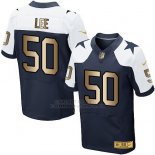 Camiseta Dallas Cowboys Lee Blanco y Profundo Azul Nike Gold Elite NFL Hombre