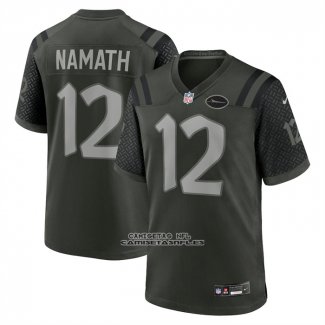 Camiseta NFL Game New York Jets Joe Namath 2025 Rivalries Collection Retired Gris Oscuro