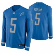 Camiseta NFL Hombre Detroit Lions Matt Prater Azul Therma Manga Larga