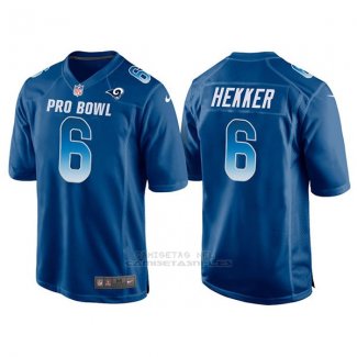 Camiseta NFL Hombre Los Angeles Rams 6 Johnny Hekker Azul NFC 2018 Pro Bowl