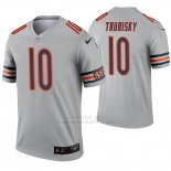 Camiseta NFL Legend Hombre Chicago Bears 10 Mitchell Trubisky Inverted Gris