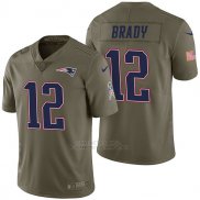 Camiseta NFL Limited Hombre New England Patriots 12 Tom Brady 2017 Salute To Service Verde