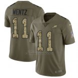 Camiseta NFL Limited Hombre Philadelphia Eagles 11 Carson Wentz Verde Stitched 2017 Salute To Servicee