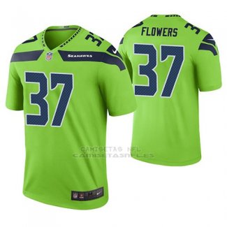 Camiseta NFL Limited Hombre Seattle Seahawks Tre Flowers Verde Color Rush