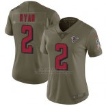 Camiseta NFL Limited Mujer Atlanta Falcons 2 Matt Ryan Verde 2017 Salute To Service