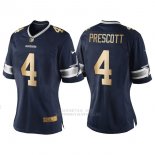 Camiseta NFL Limited Mujer Dallas Cowboys 4 Dak Prescott 2016 Azul Oro