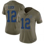 Camiseta NFL Limited Mujer Indianapolis Colts 12 Andrew Luck Verde Stitched 2017 Salute To Service